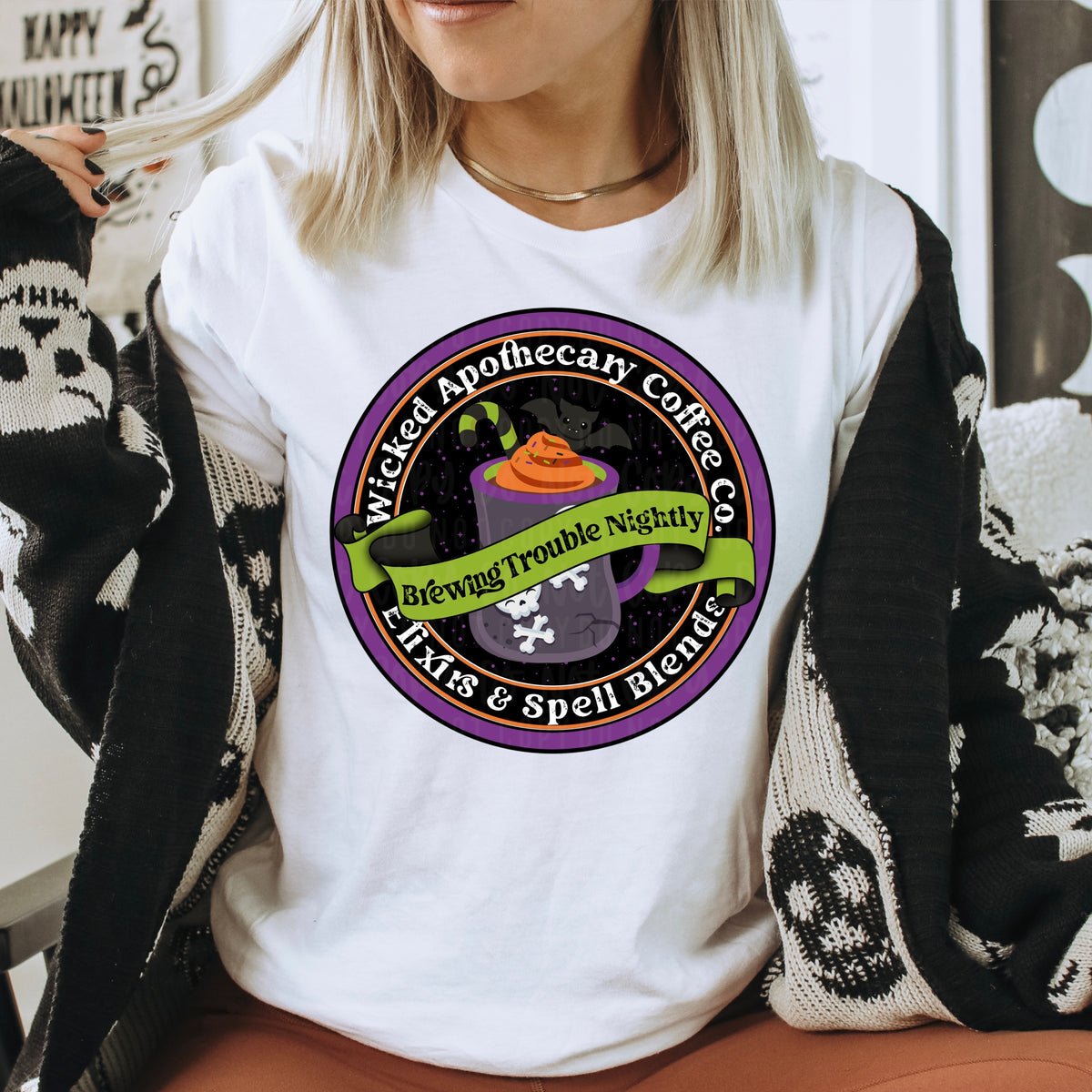 Wicked apothecary coffee (circle with latte) 11498 DTF TRANSFER