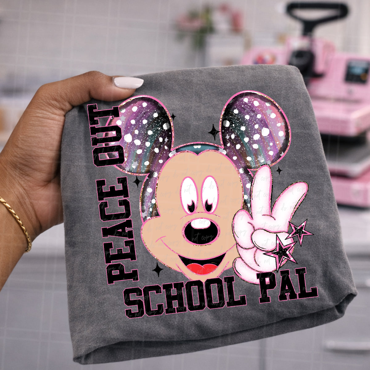 Peace out school pal mouse polka dot ears (Virgo) DTF Transfer