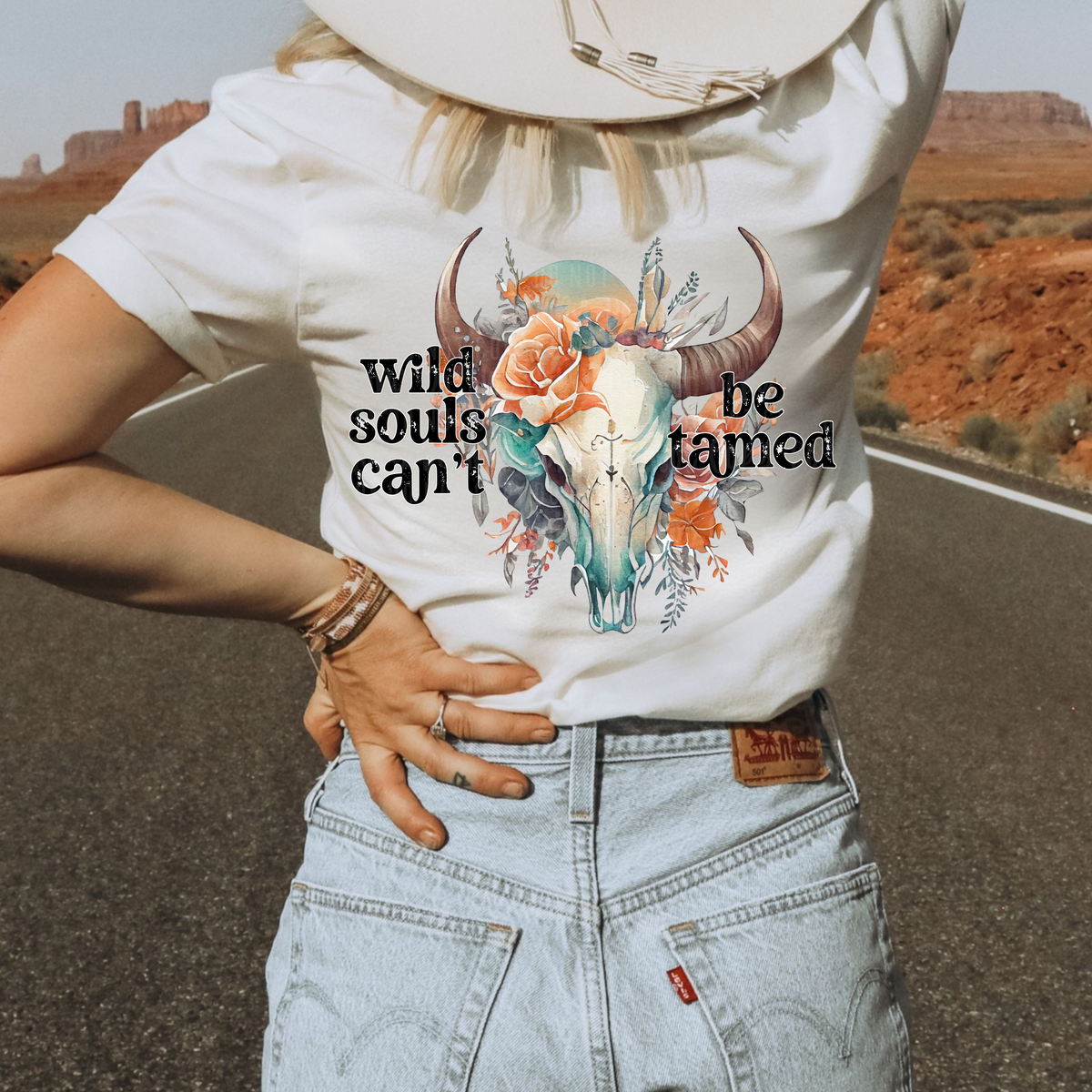 Wild souls can't be tamed with floral bull head 11499 DTF TRANSFER