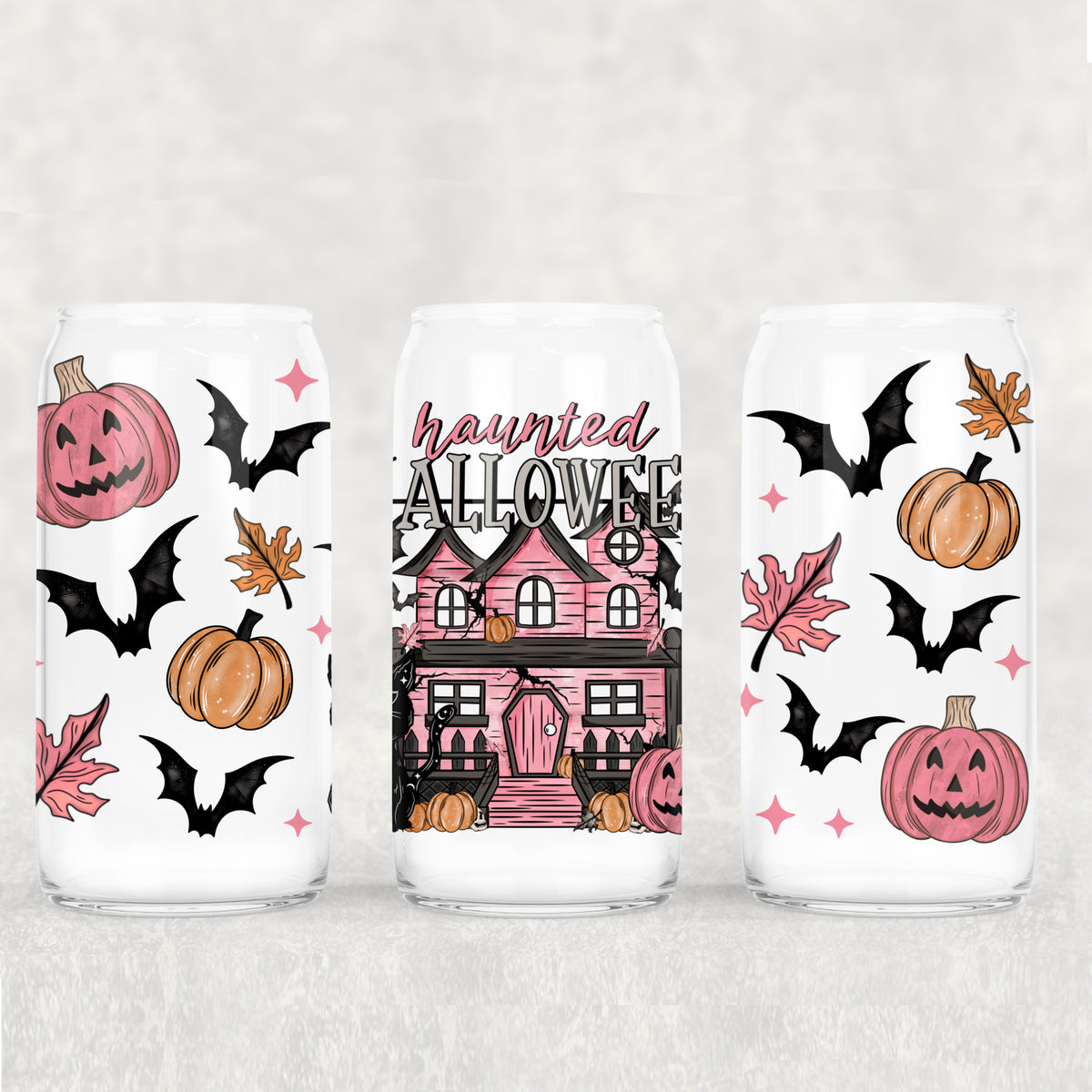 3042 haunted halloween pink house (CSC) UV DTF WRAP