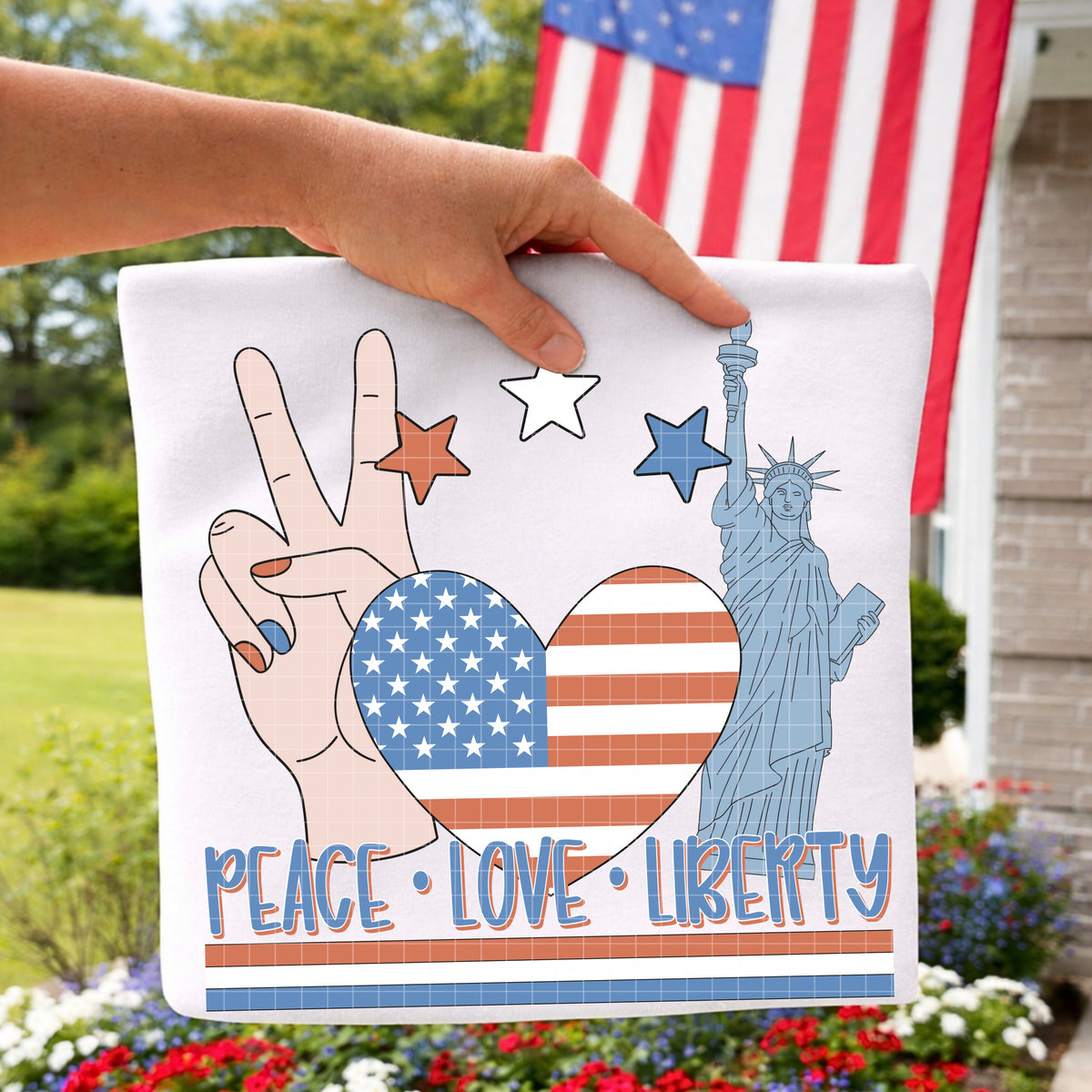 Peach love liberty BLUE WORDS (DD) DTF Transfer