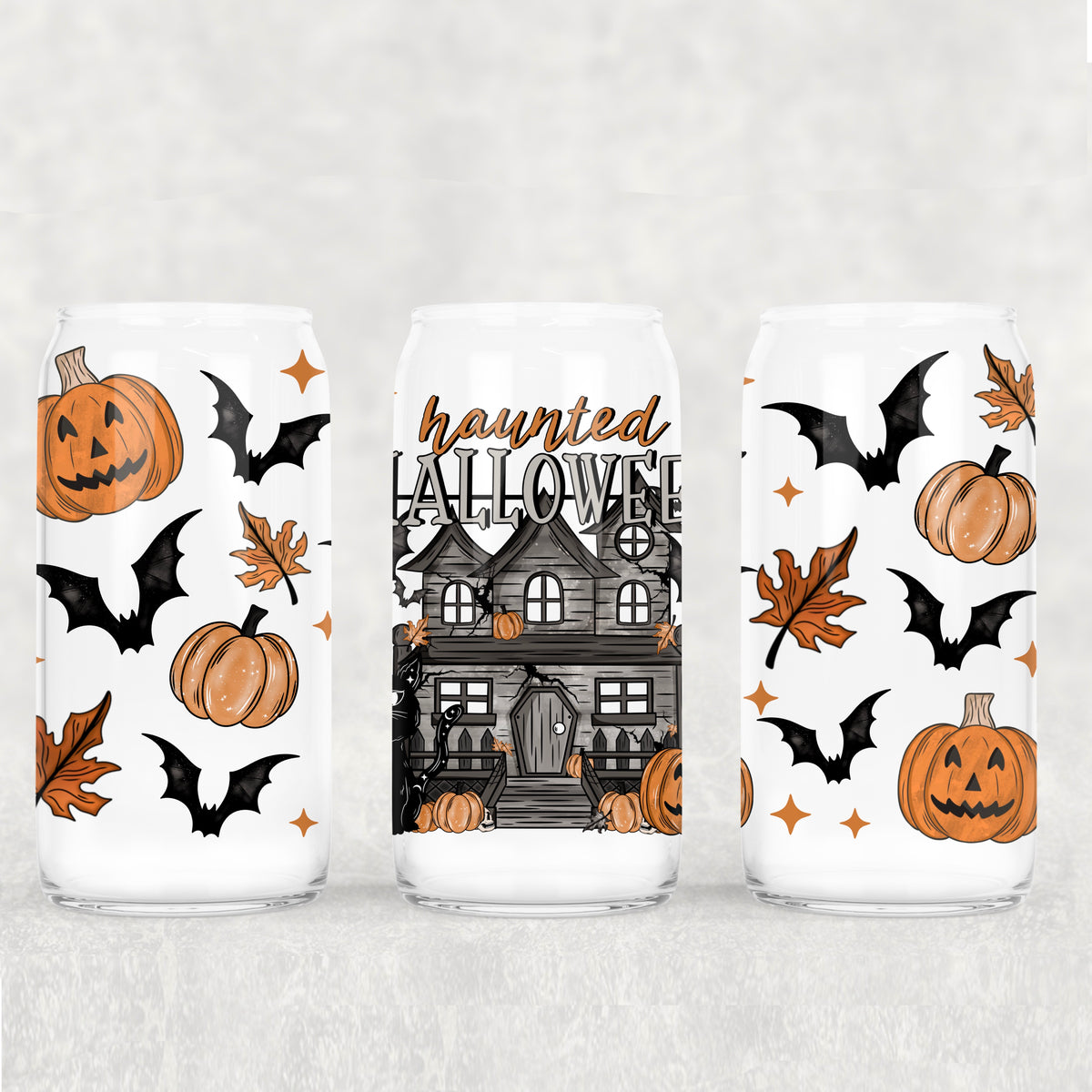 3043 haunted halloween gray house (CSC) UV DTF WRAP