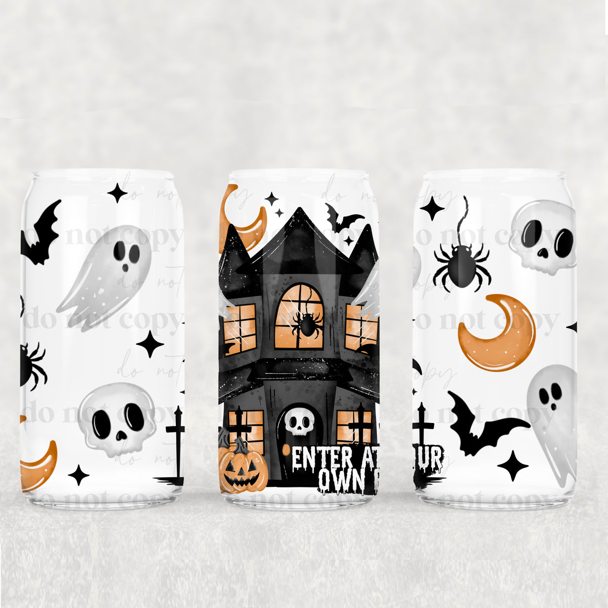 enter at your own risk scary house ghosts and spiders (CSC) UV DTF WRAP