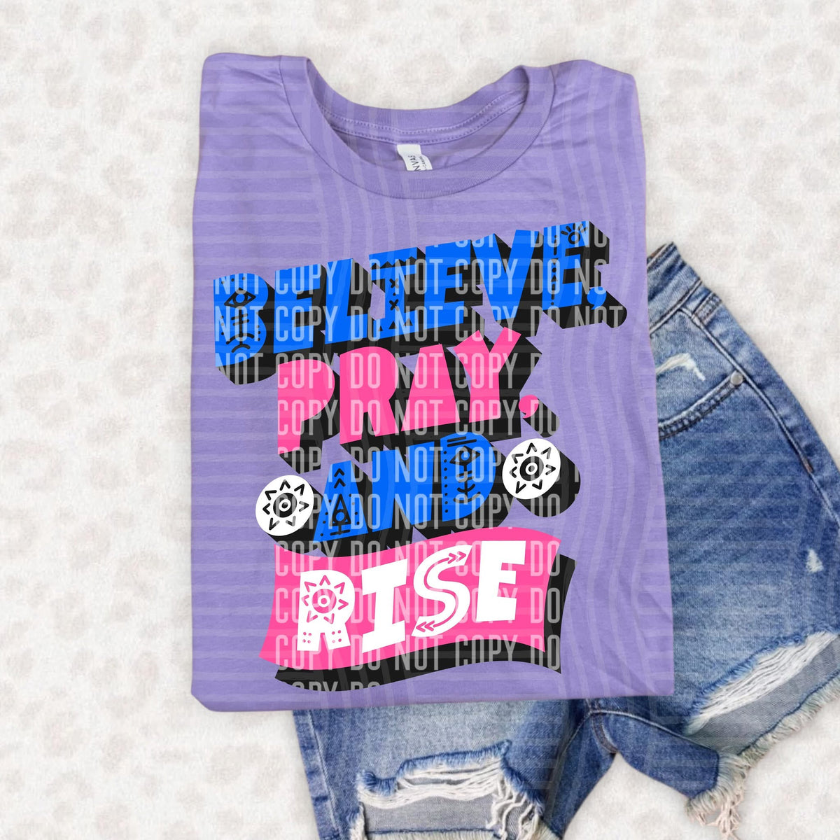 Believe and Rise Blue & Pink Bold (Caplinger) DTF Transfer
