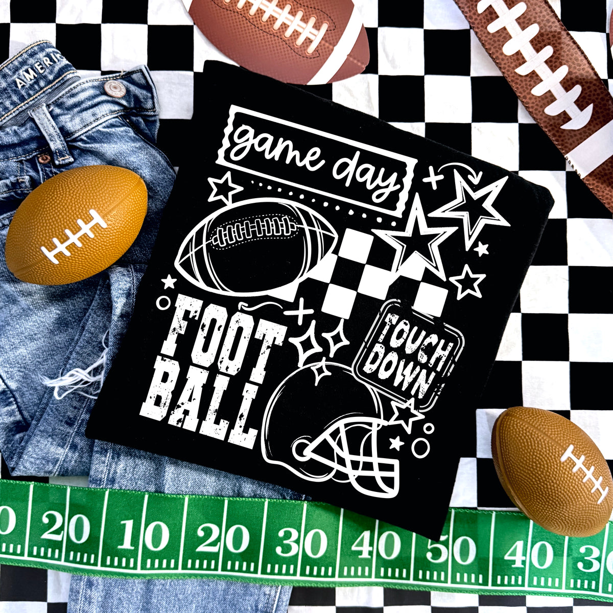 Game day football touchdown WHITE (CSC) DTF Transfer