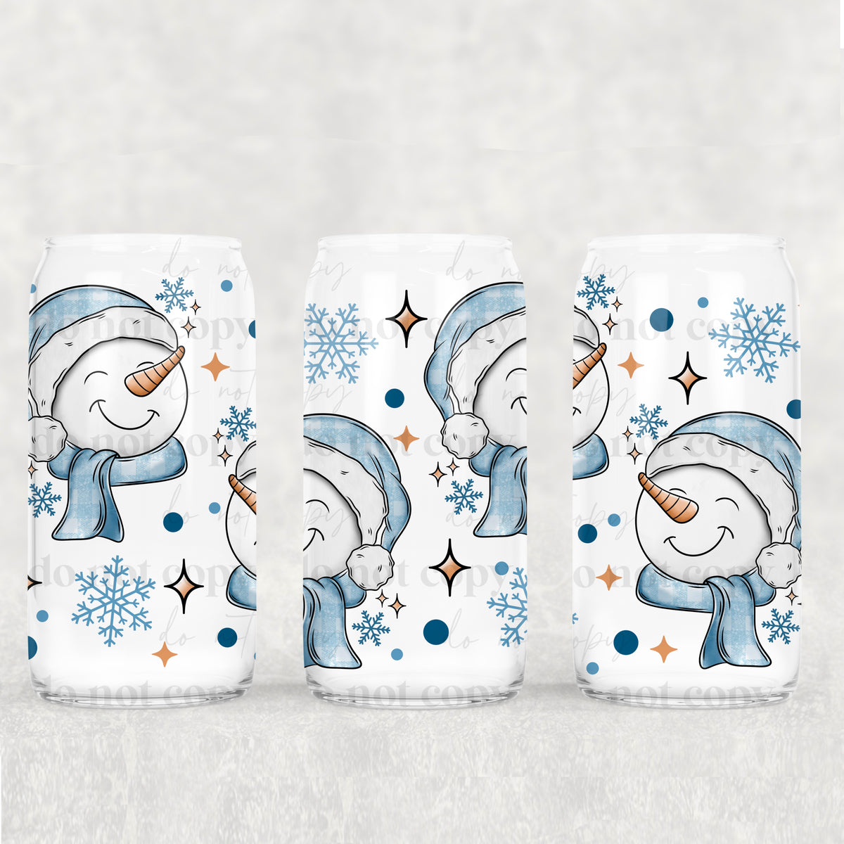 3195 blue hat snowman collage (CSC) UV DTF WRAP