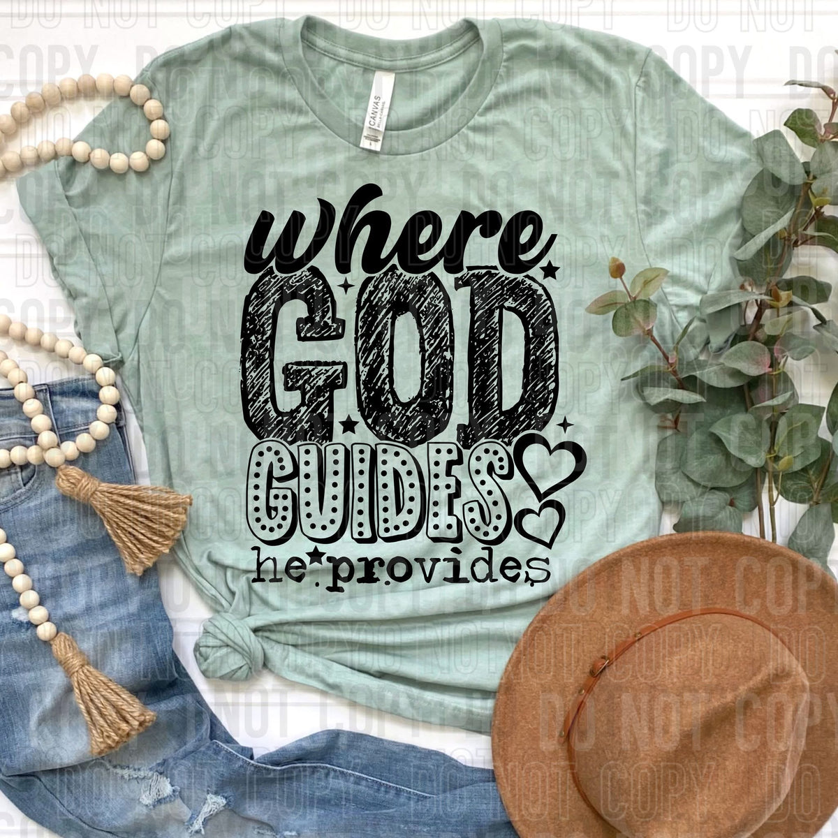 Where God Guides He Provides (BLACK)  (SBB) 78966 DTF Transfer