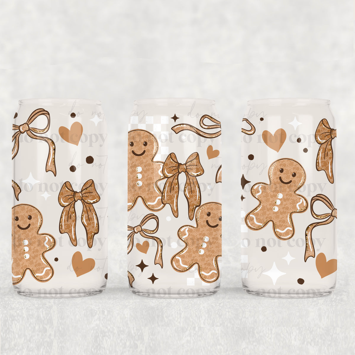 3203 gingerbread with bows (CSC) UV DTF WRAP