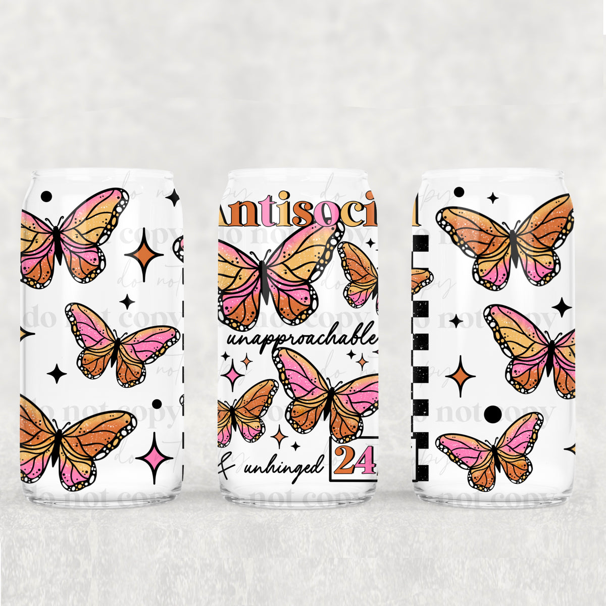 3217 antisocial colorful butterflies (CSC) UV DTF WRAP