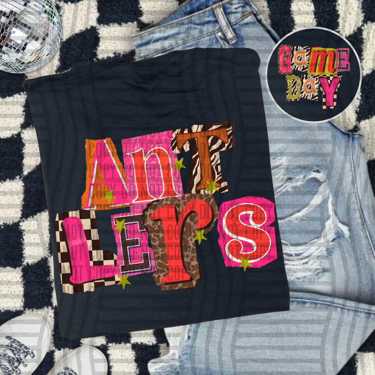 Antlers Pink Leopard Color block (caplinger) DTF Transfer