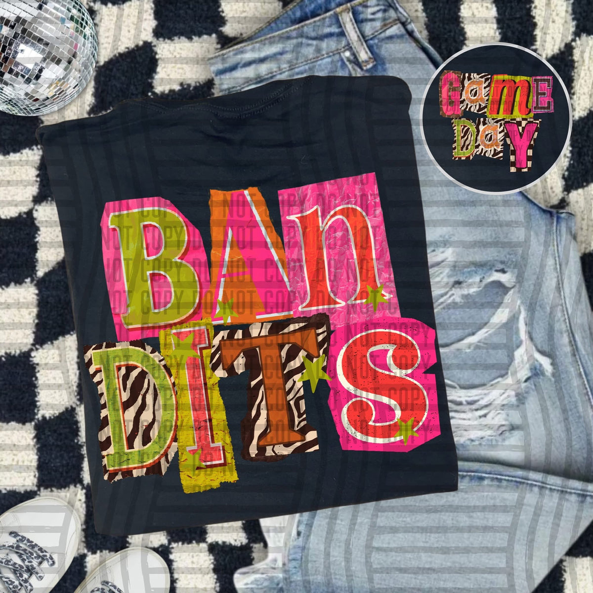 Bandits Pink Leopard Color Block (caplinger) DTF Transfer