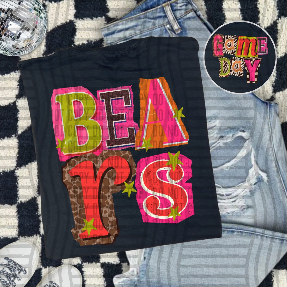 Bears Pink Leopard Color Block (caplinger) DTF Transfer