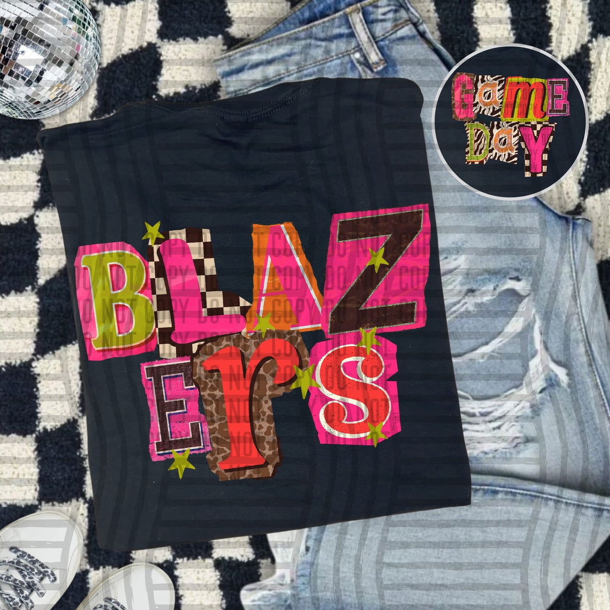 Blazers Pink Leopard Color Block (caplinger) DTF Transfer