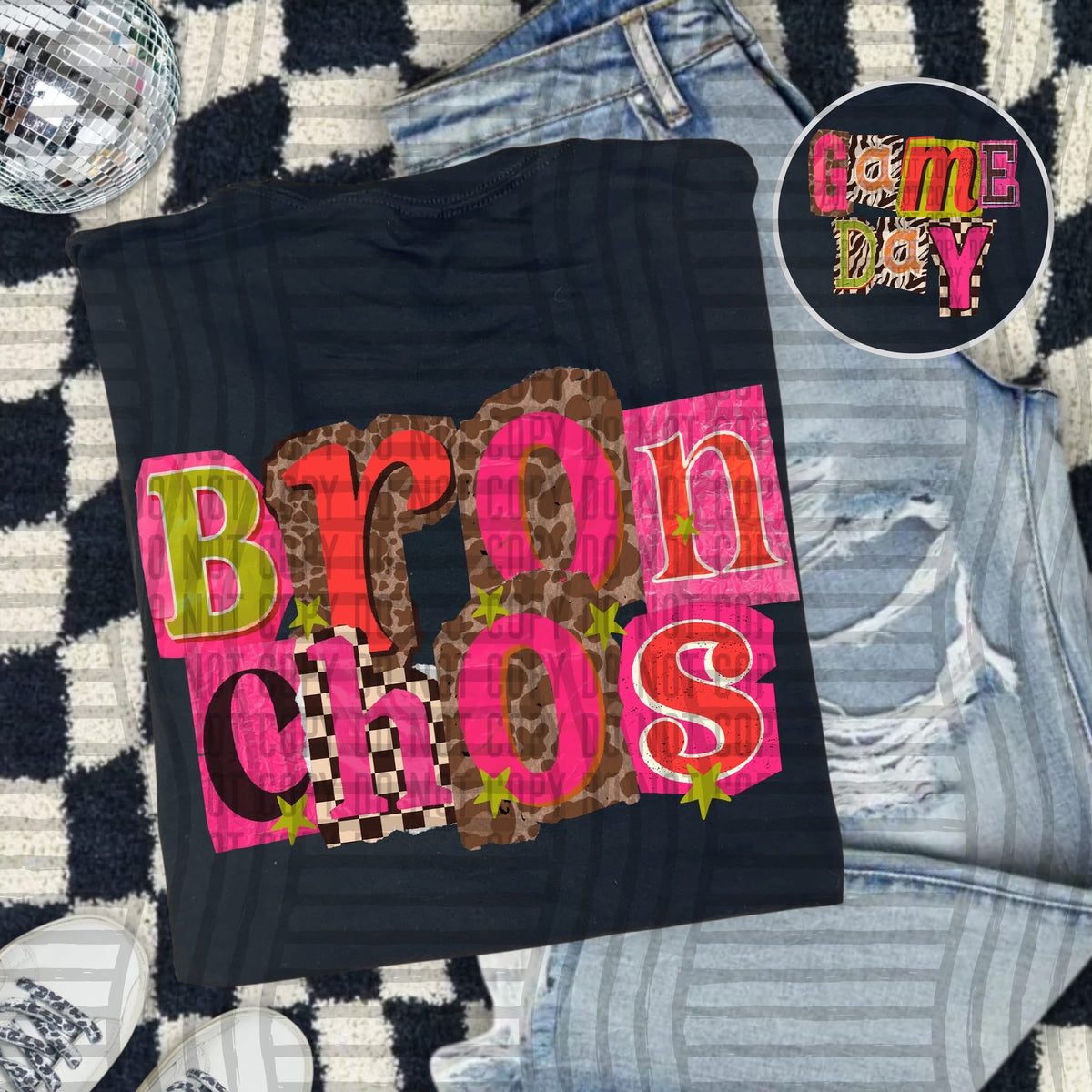 Bronchos Pink Leopard Color Block (caplinger) DTF Transfer