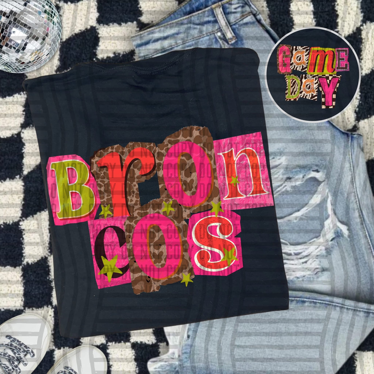 Broncos Pink Leopard Color Block (caplinger) DTF Transfer