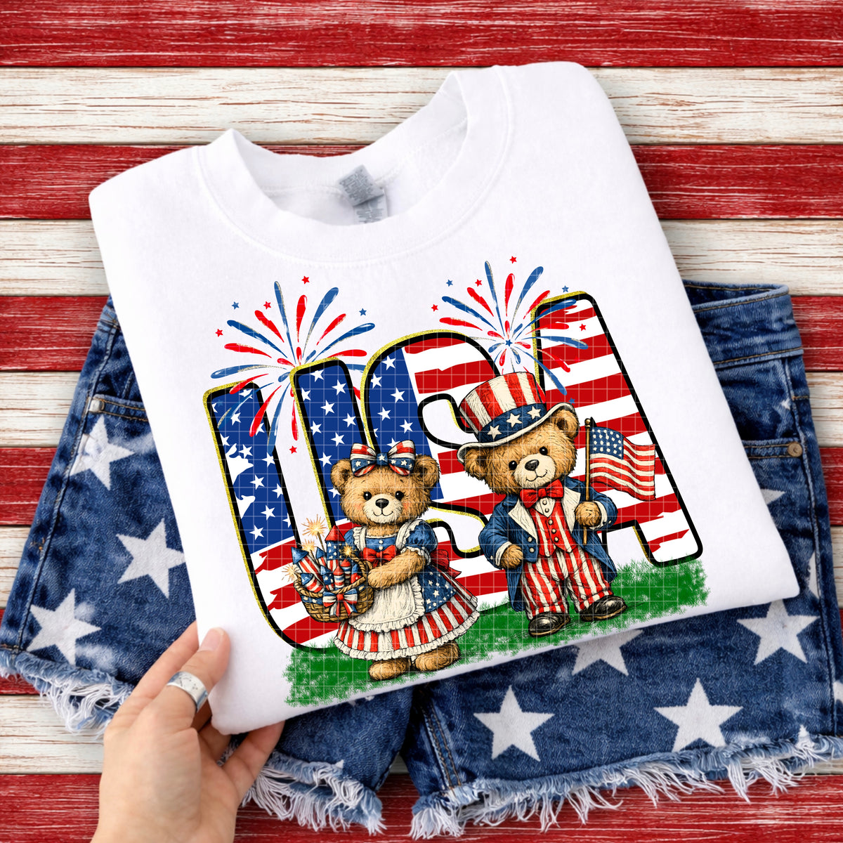 USA fireworks bears (DD) DTF Transfer