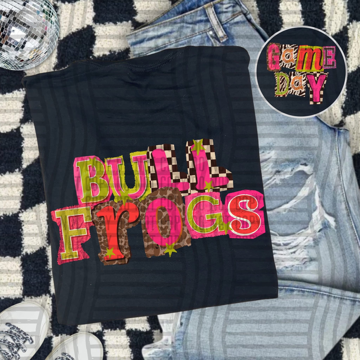 Bullfrogs Pink Leopard Color Block (caplinger) DTF Transfer