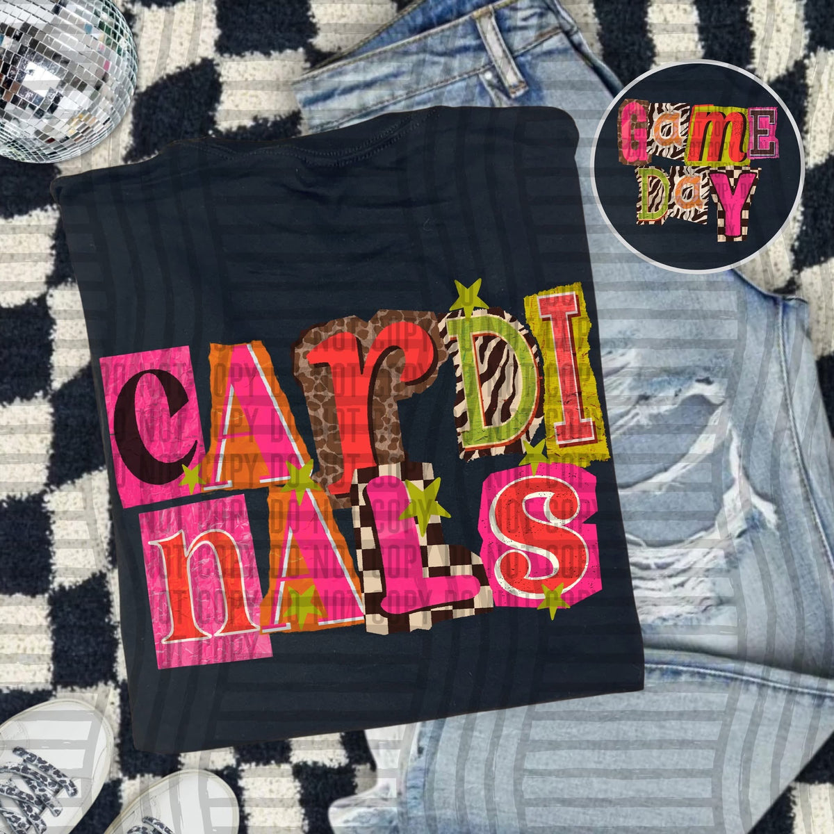 Cardinals Pink Leopard Color Block (caplinger) DTF Transfer