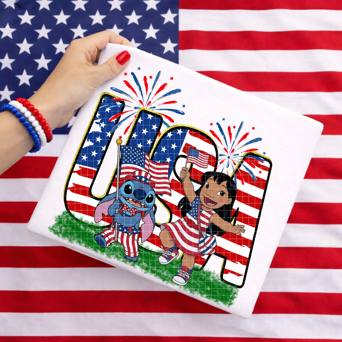 USA fireworks blue alien (DD) DTF Transfer