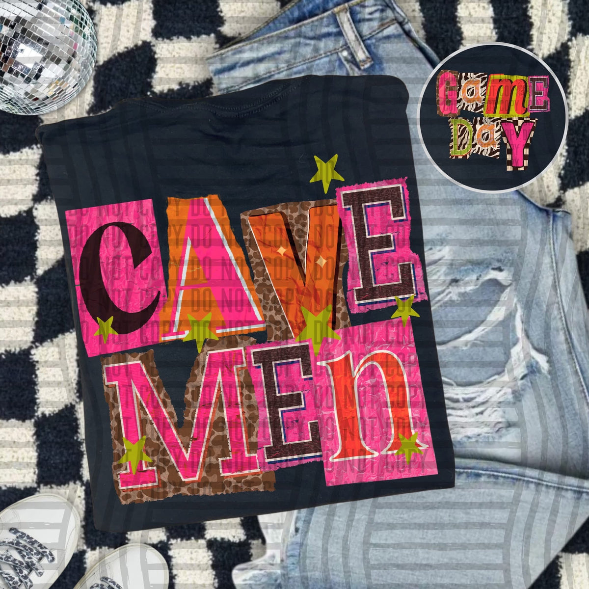 Cavemen Pink Leopard Color Block (caplinger) DTF Transfer