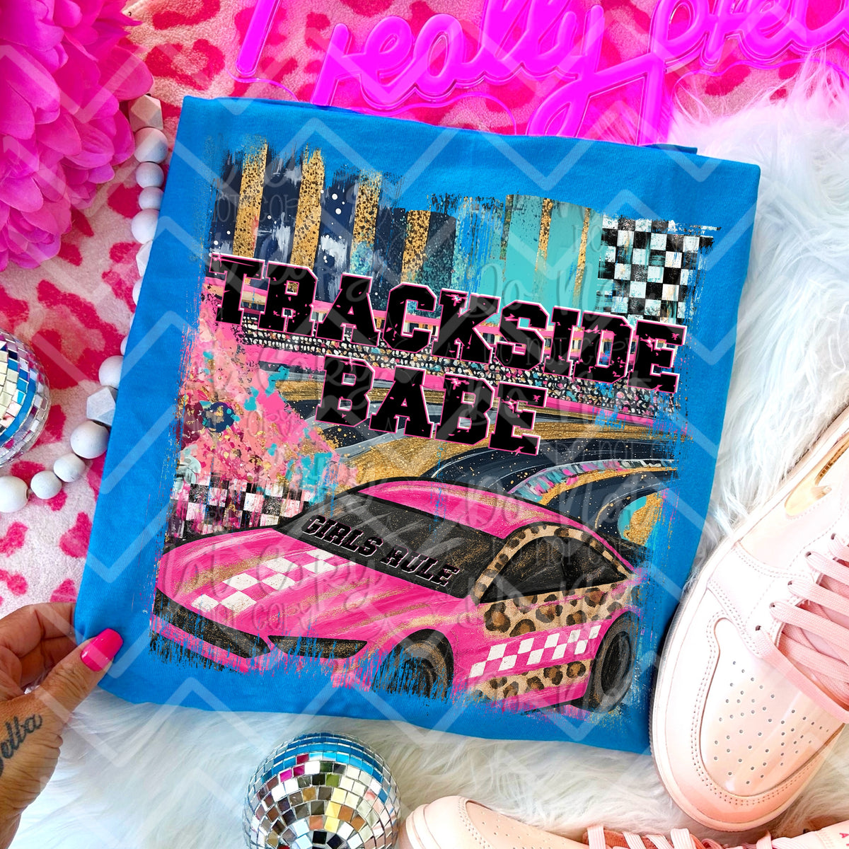 Trackside Babe Racecar (Virgo) DTF transfer