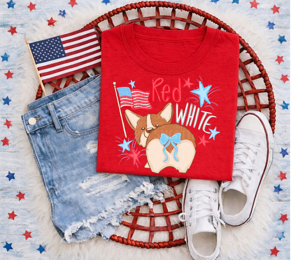 Red white Corgi (SSD) DTF Transfer
