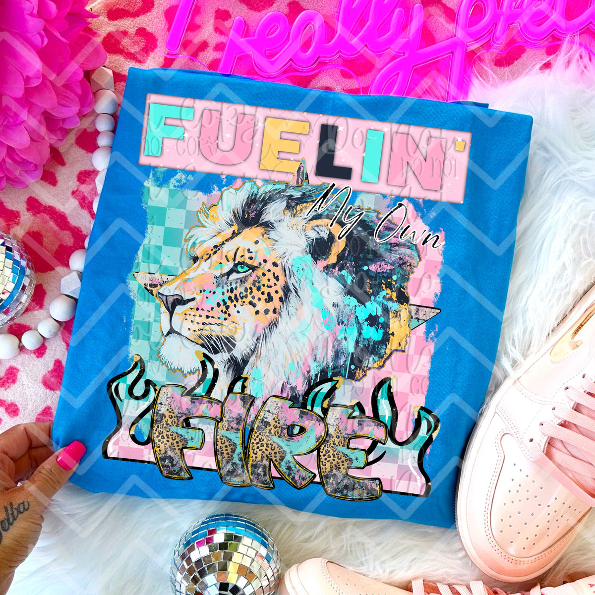 Fuelin' my own fire PINK BLOCK (Virgo) DTF transfer