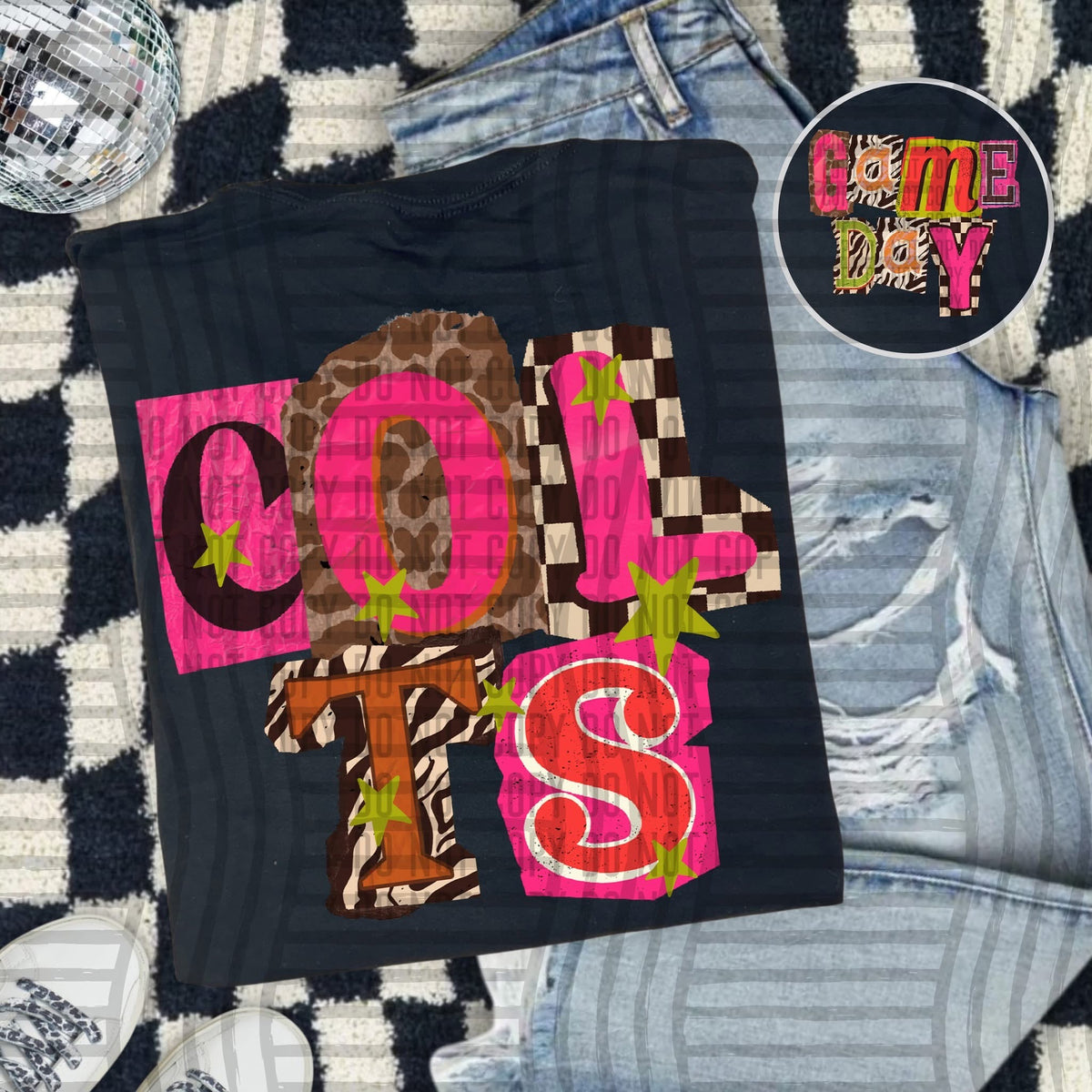 Colts Pink Leopard Color Block (caplinger) DTF Transfer