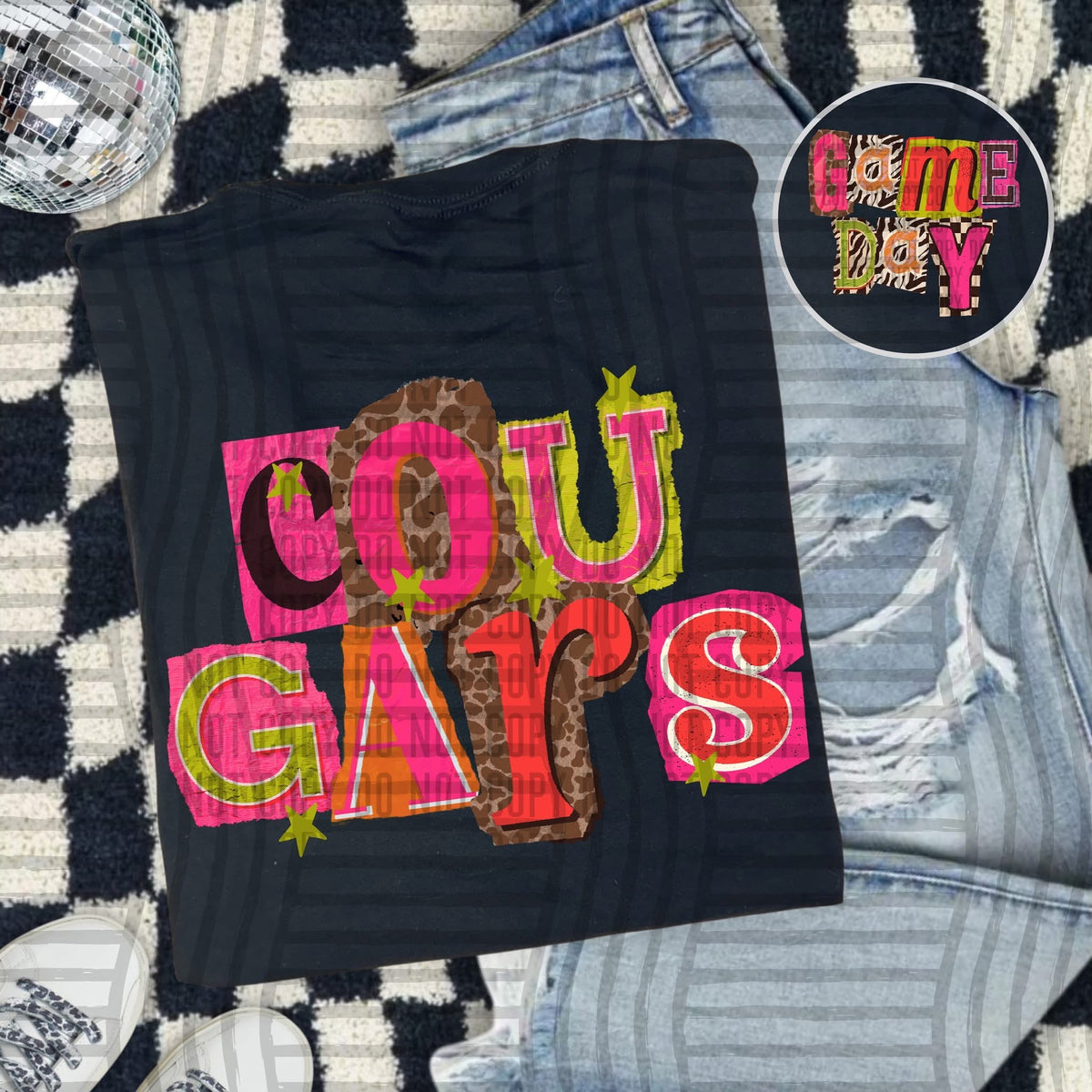 Cougars Pink Leopard Color Block (caplinger) DTF Transfer