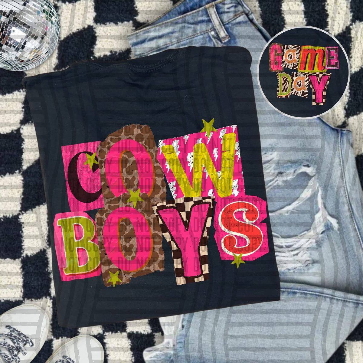 Cowboys Pink Leopard Color Block (caplinger) DTF Transfer