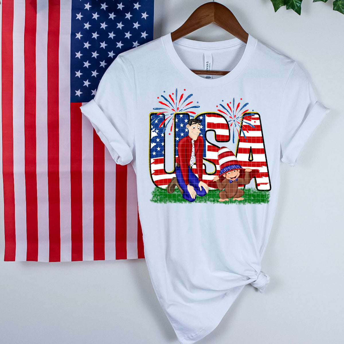 USA fireworks monkey (DD) DTF Transfer