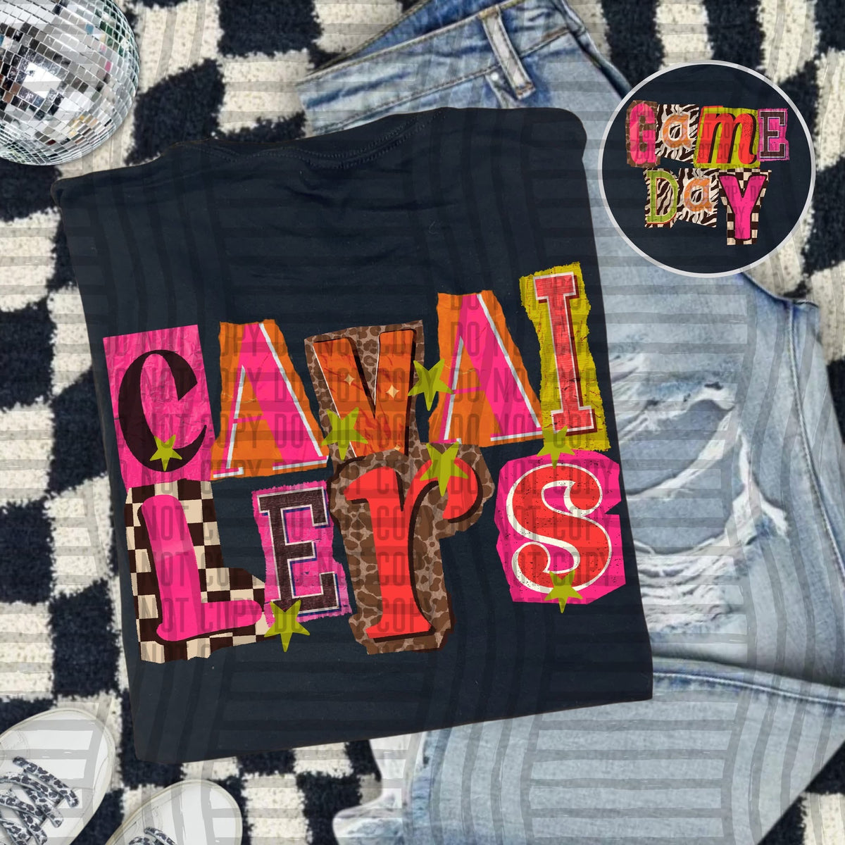 Cavaliers Pink Leopard Color Block (caplinger) DTF Transfer