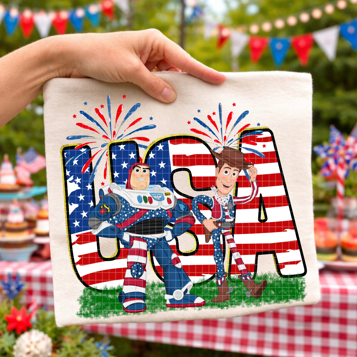 USA fireworks cowboy (DD) DTF Transfer