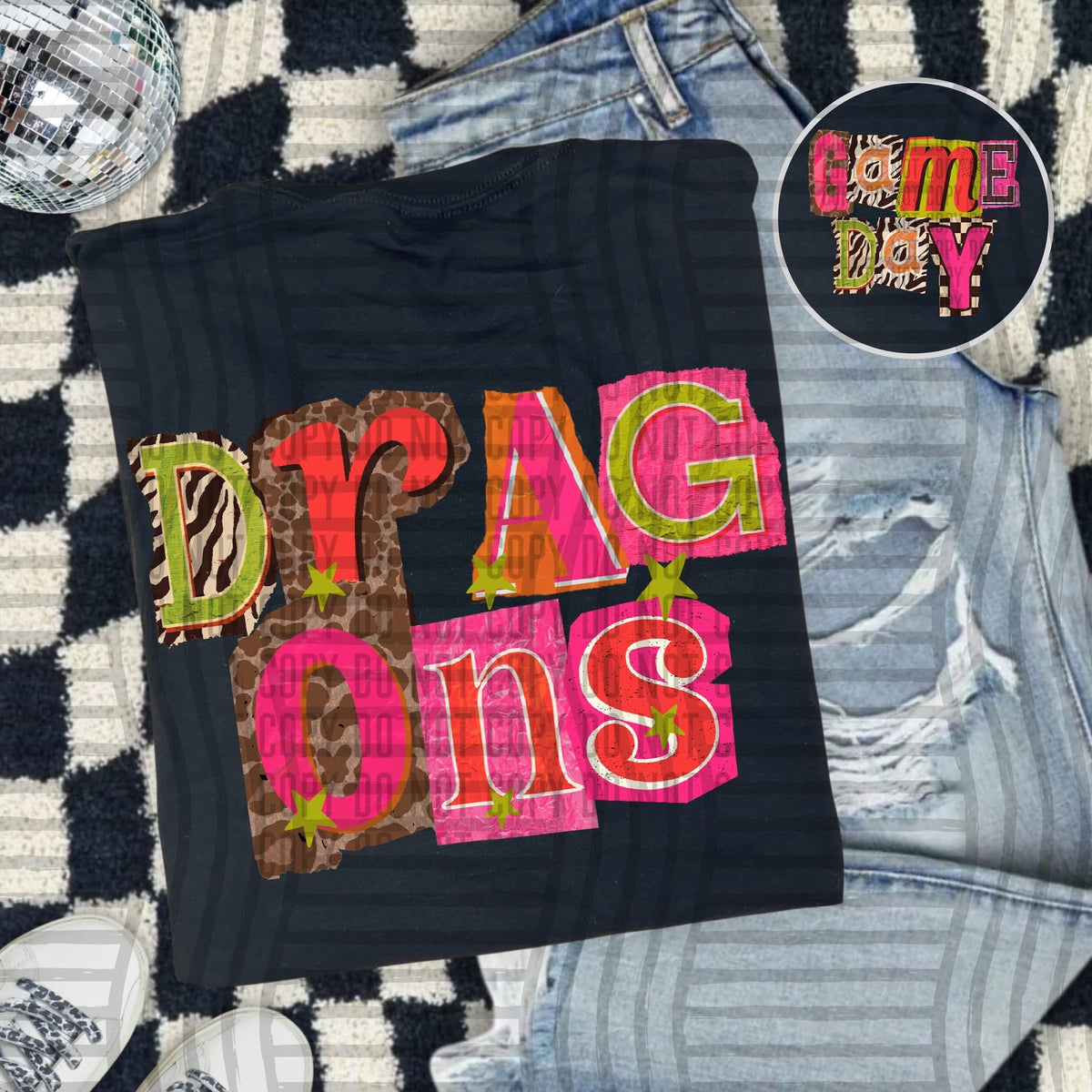 Dragons Pink Leopard Color Block (caplinger) DTF Transfer