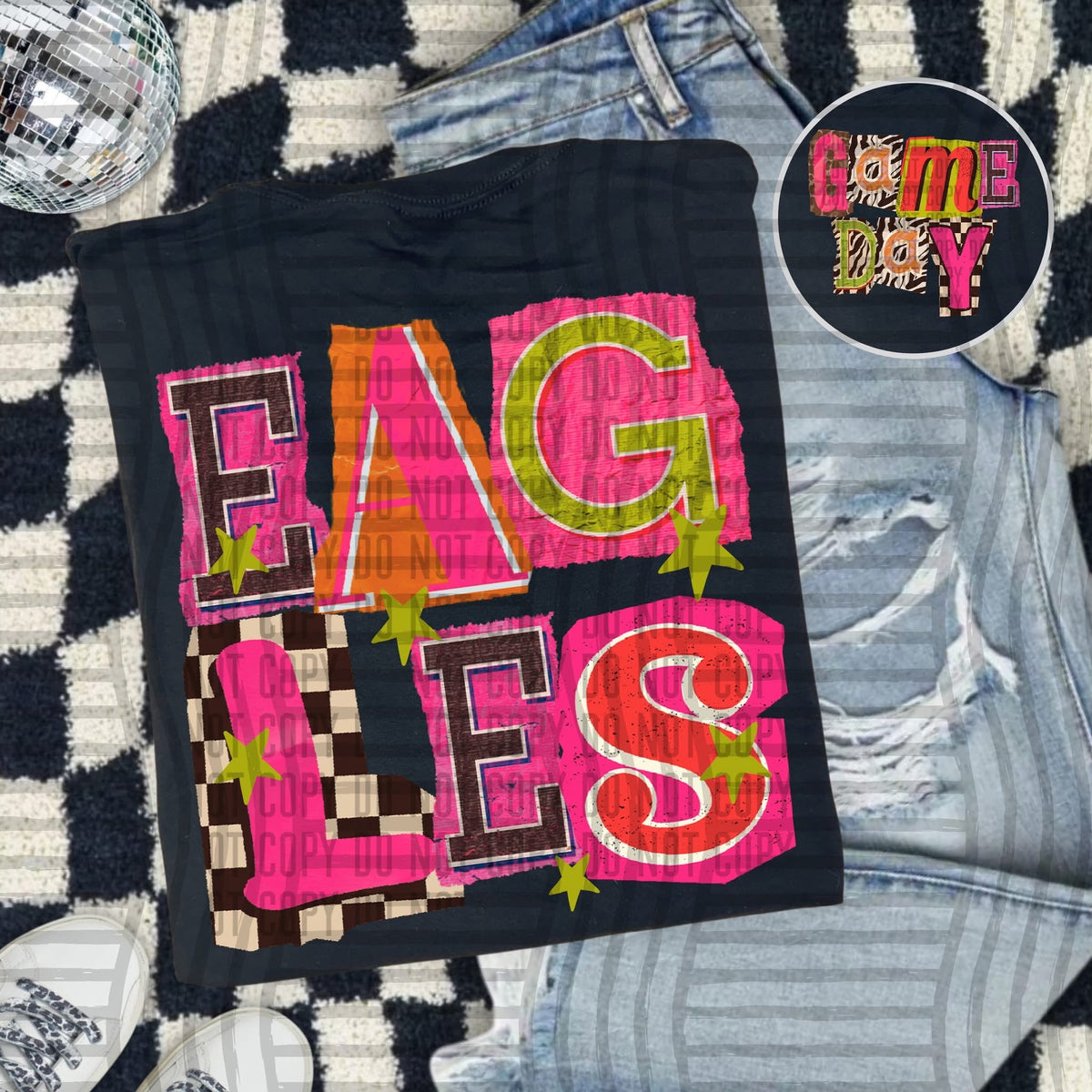 Eagles Pink Leopard Color Block (caplinger) DTF Transfer