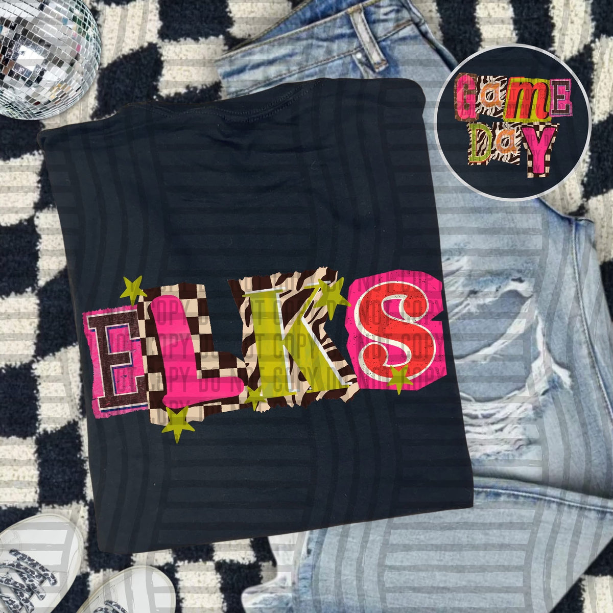 Elks Pink Leopard Color Block (caplinger) DTF Transfer