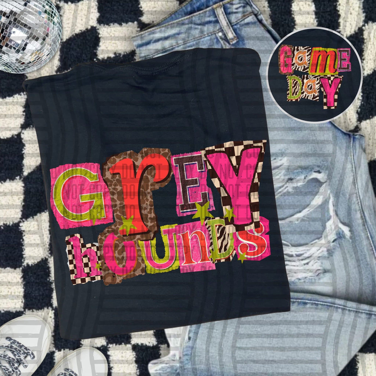 Greyhounds Pink Leopard Color Block (caplinger) DTF Transfer