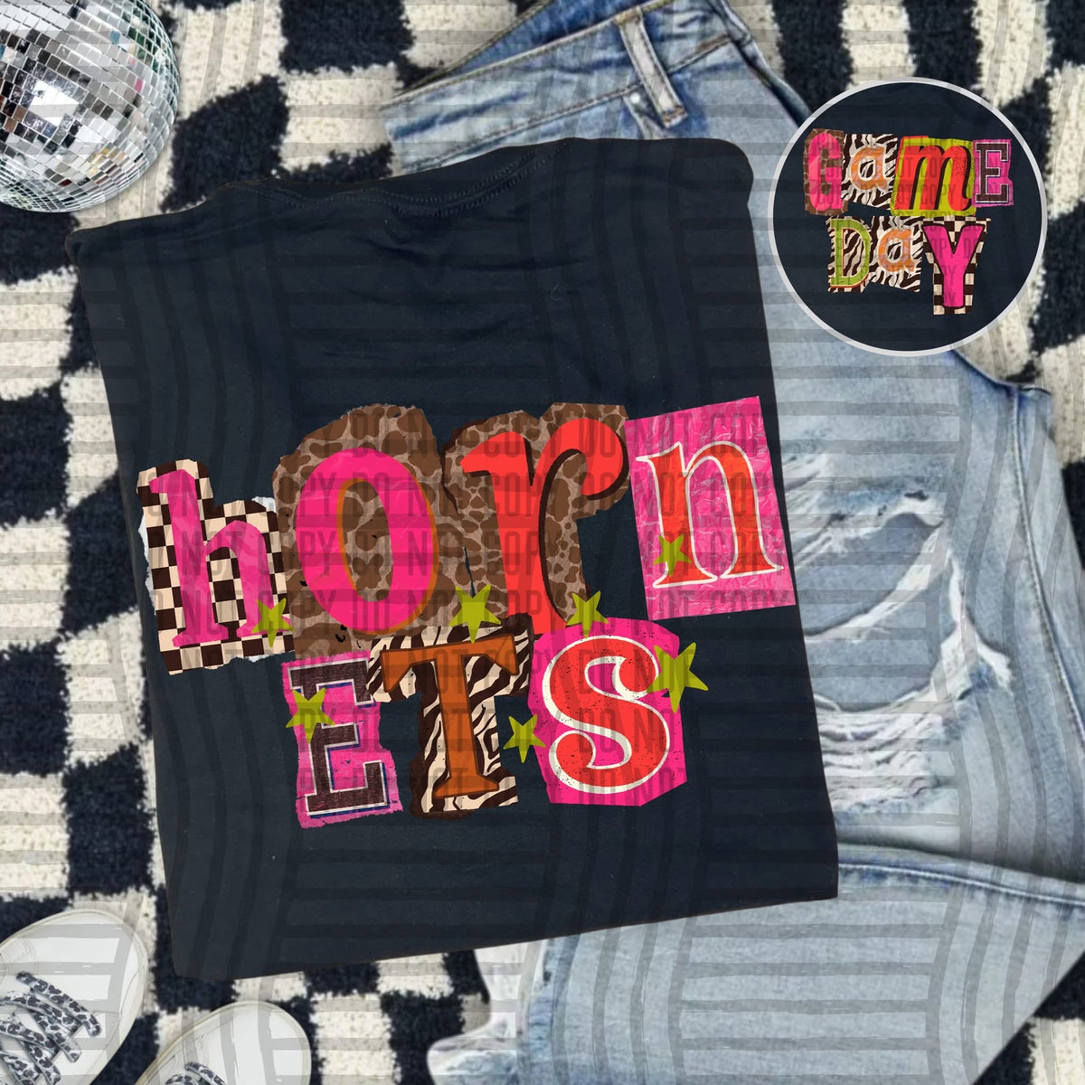 Hornets Pink Leopard Color Block (caplinger) DTF Transfer