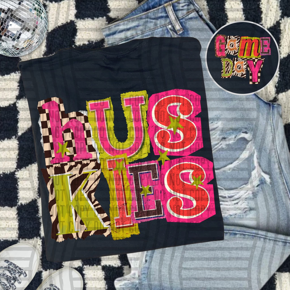 Huskies Pink Leopard Color Block (caplinger) DTF Transfer