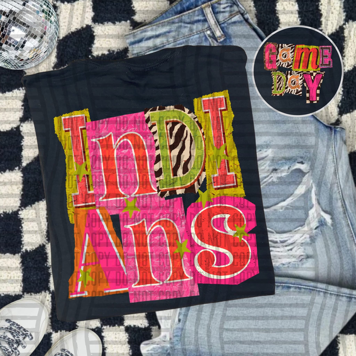 Indians Pink Leopard Color Block (caplinger) DTF Transfer