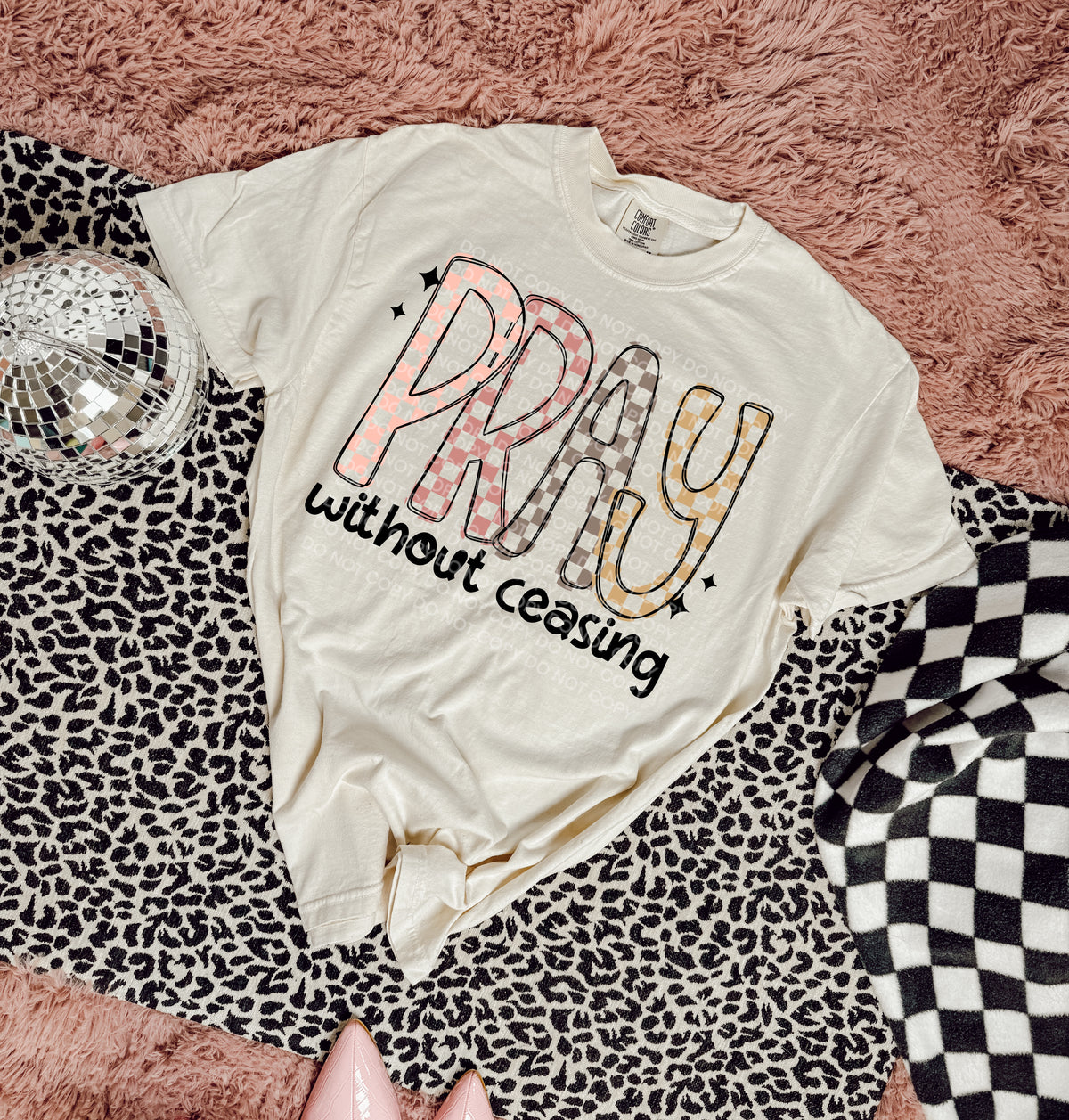 Pray without ceasing muted checkered (SCG) 102213 DTF transfer