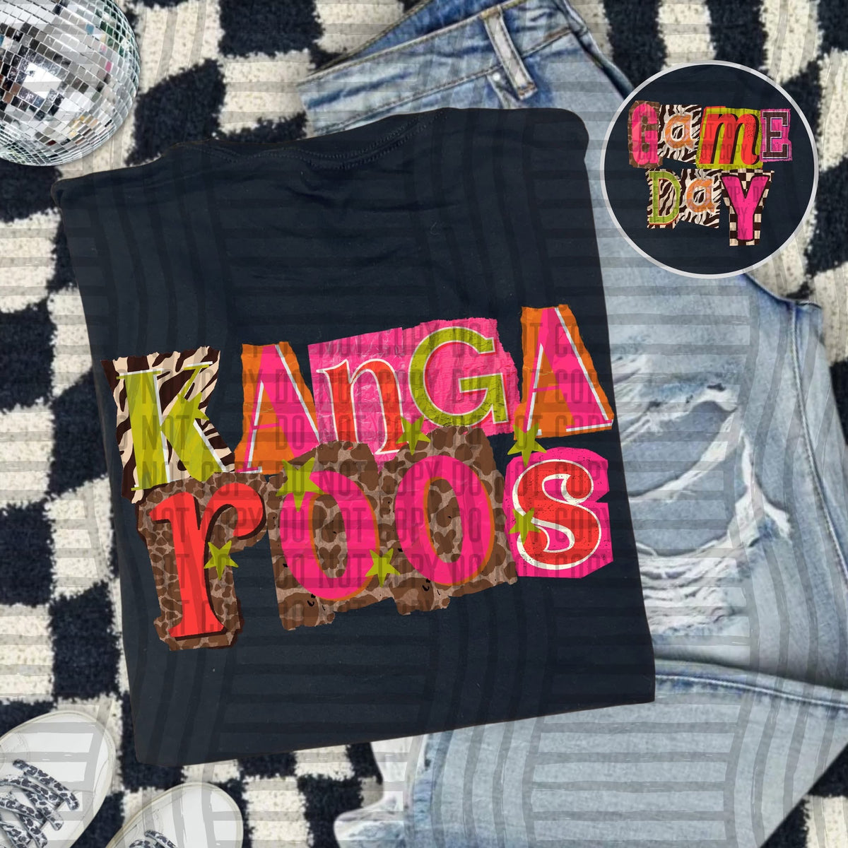 Kangaroos Pink Leopard Color Block (caplinger) DTF Transfer