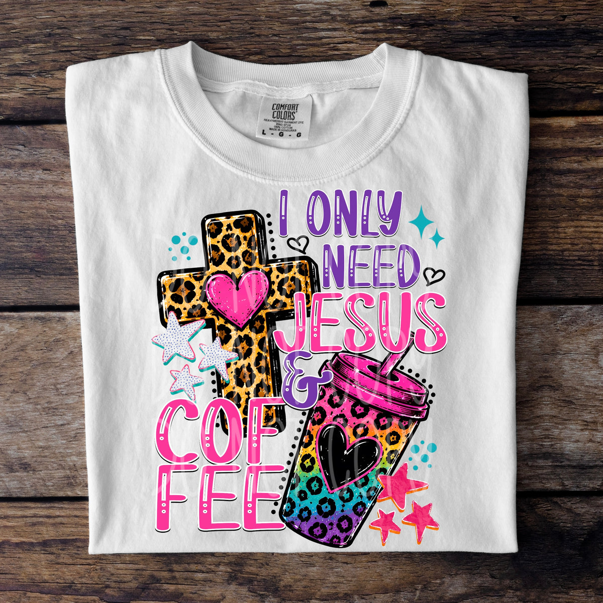I only need Jesus & coffee leopard cross (TDC) DTF Transfer