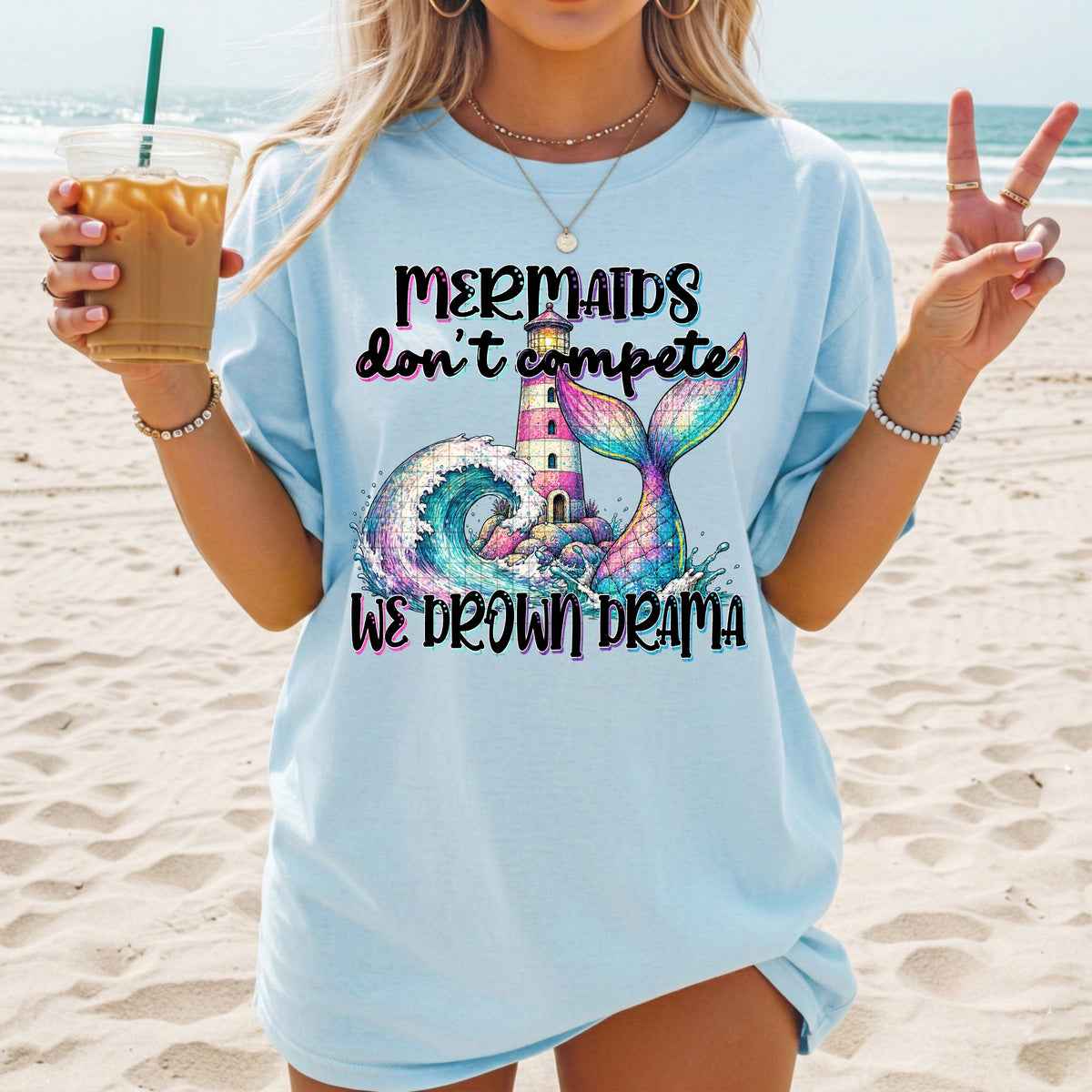 Mermaids don't compete we drown drama (DD) DTF Transfer