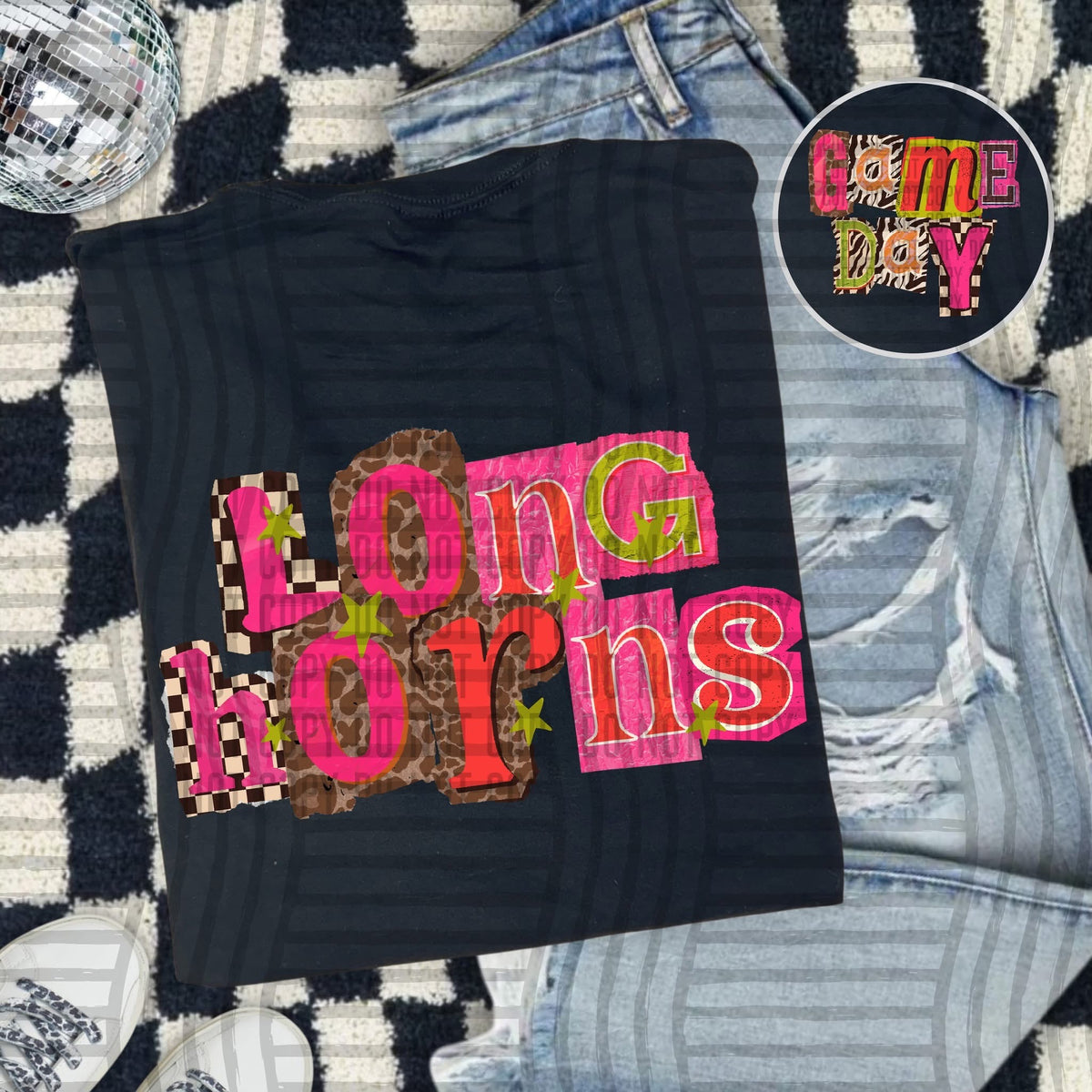 Longhorns Pink Leopard Color Block (caplinger) DTF Transfer