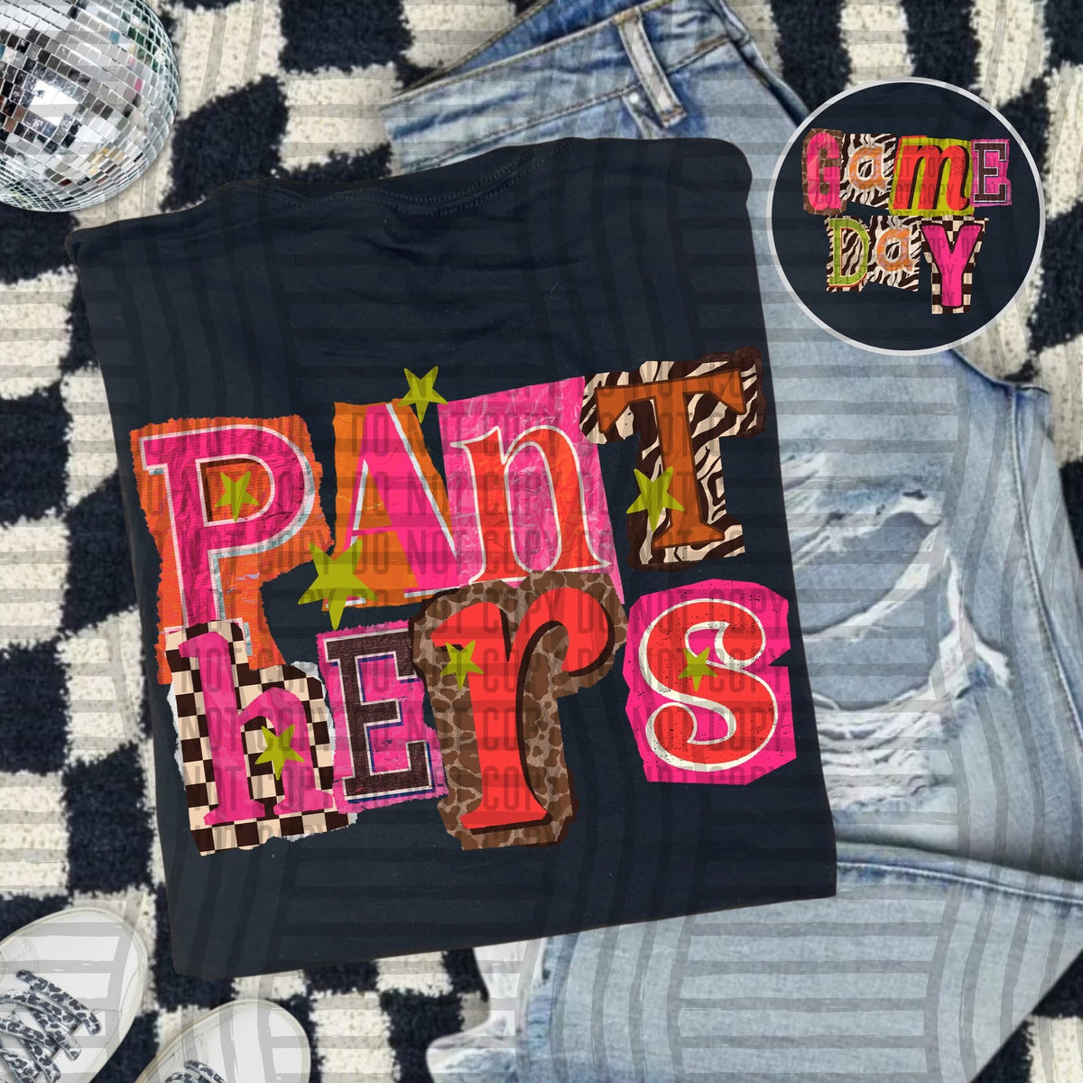 Panthers Pink Leopard Color Block (caplinger) DTF Transfer