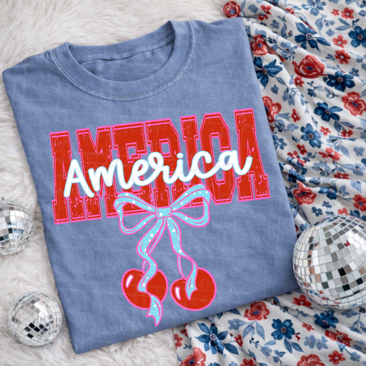 America cherry bow (Virgo) DTF Transfer