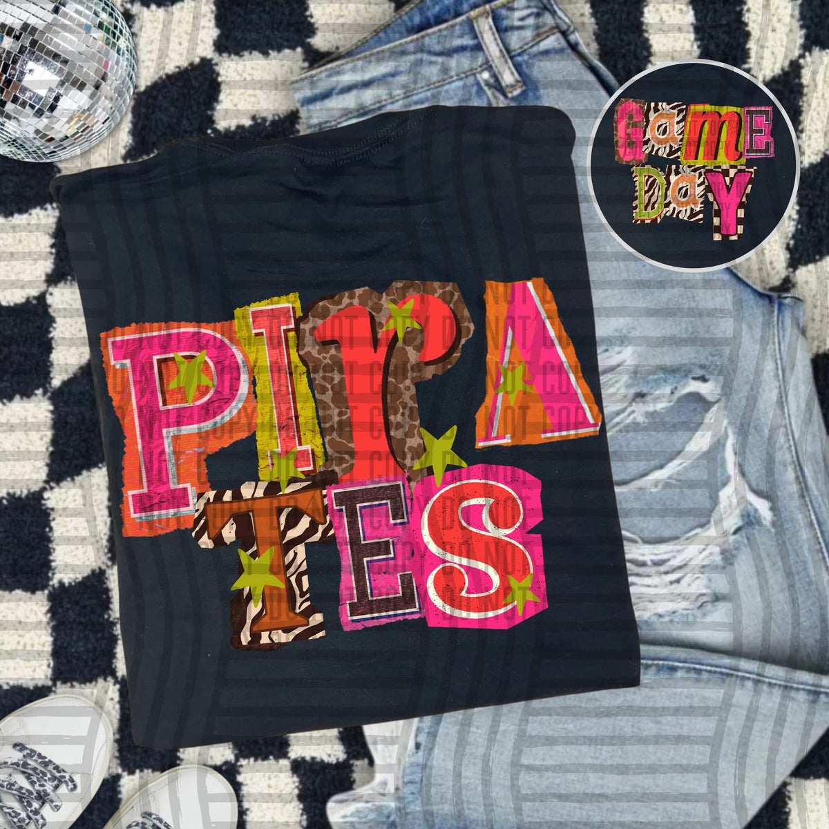 Pirates Pink Leopard Color Block (caplinger) DTF Transfer