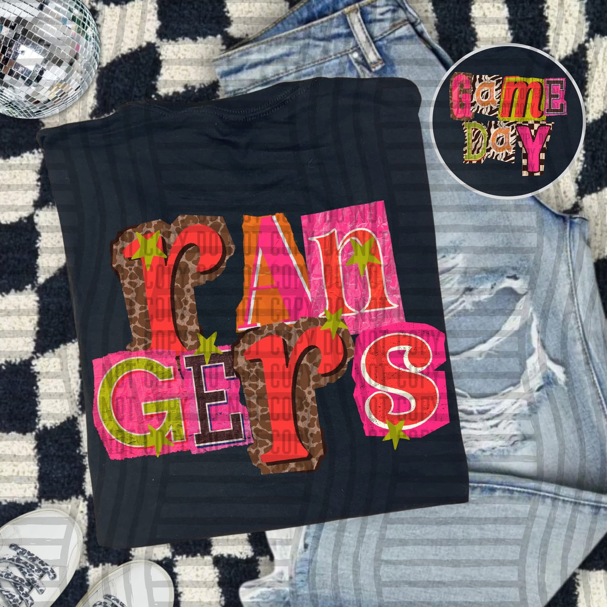 Rangers Pink Leopard Color Block (caplinger) DTF Transfer