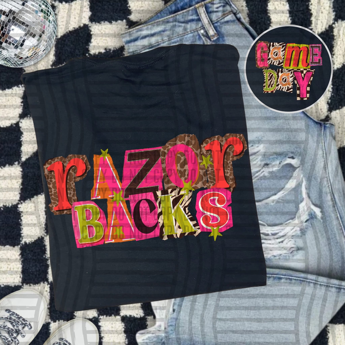 Razorbacks Pink Leopard Color Block (caplinger) DTF Transfer